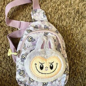 Lafufu Shoulder Bag For Kids With Plush Brooch, Purple Color